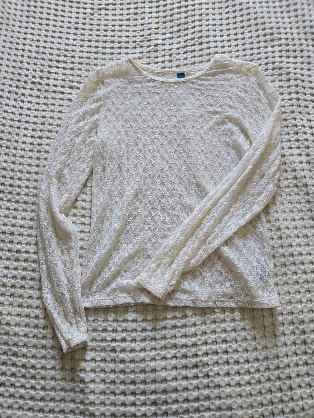 Cream Sheer Lace Long Sleeve